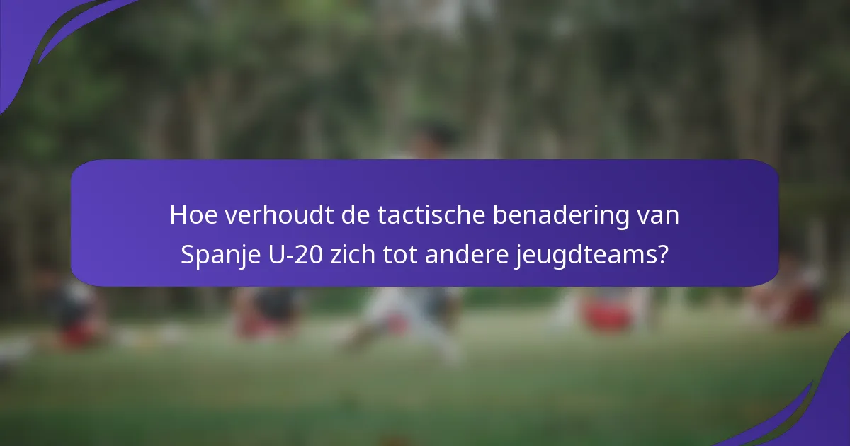 Hoe verhoudt de tactische benadering van Spanje U-20 zich tot andere jeugdteams?