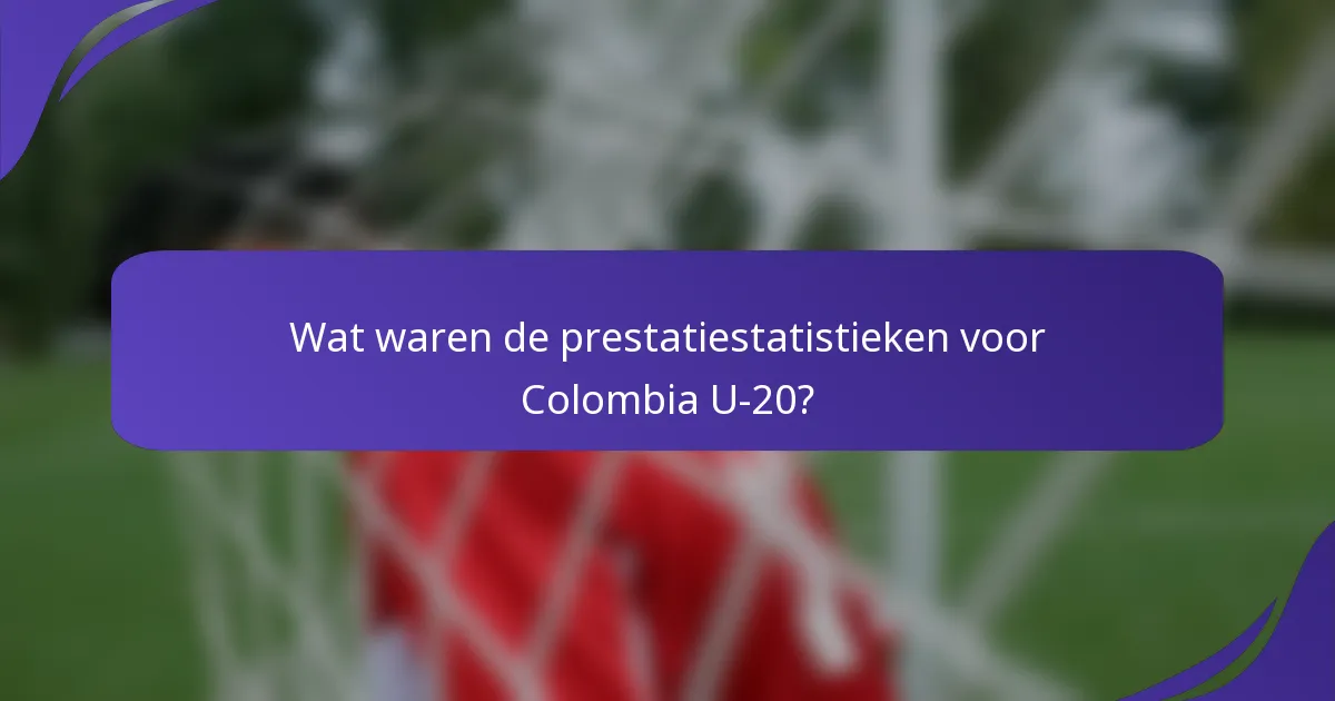 Wat waren de prestatiestatistieken voor Colombia U-20?
